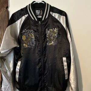 Black and Silver Bomber Jacket